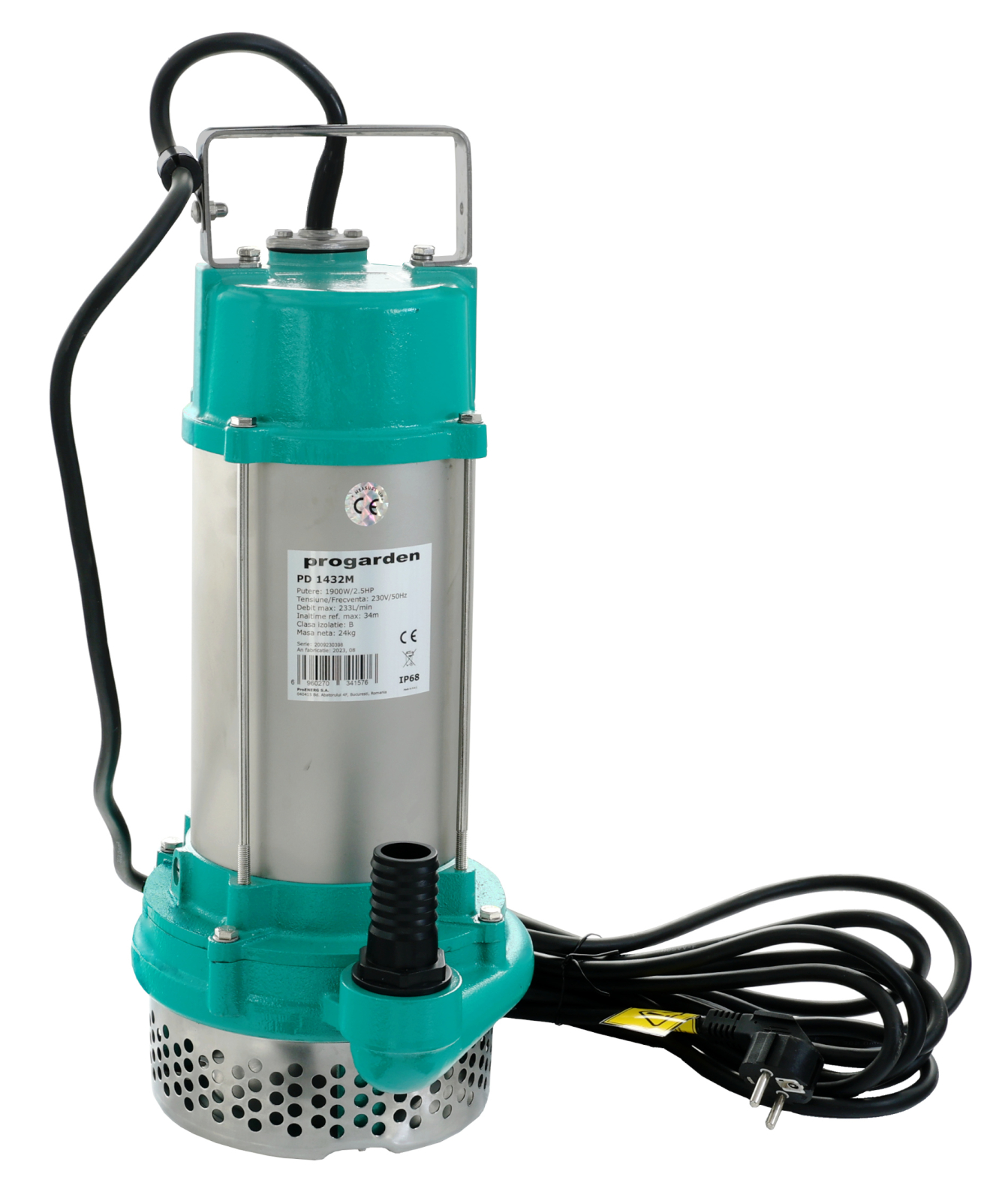 vand pompa apa manuala ProGARDEN PD 1432M Pompa drenaj 1.25 , 1.9kW, apa murdara, 233L min, 34m