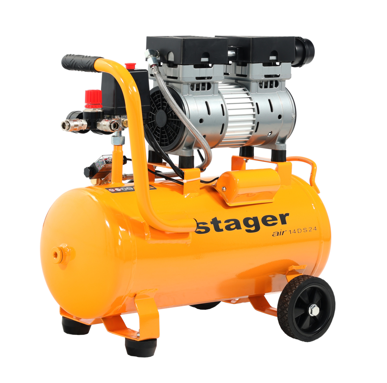 compresor aer auto Stager Air 14DS24 compresor aer, 24L, 8bar, 135 L min, monofazat, angrenare directa, silentios