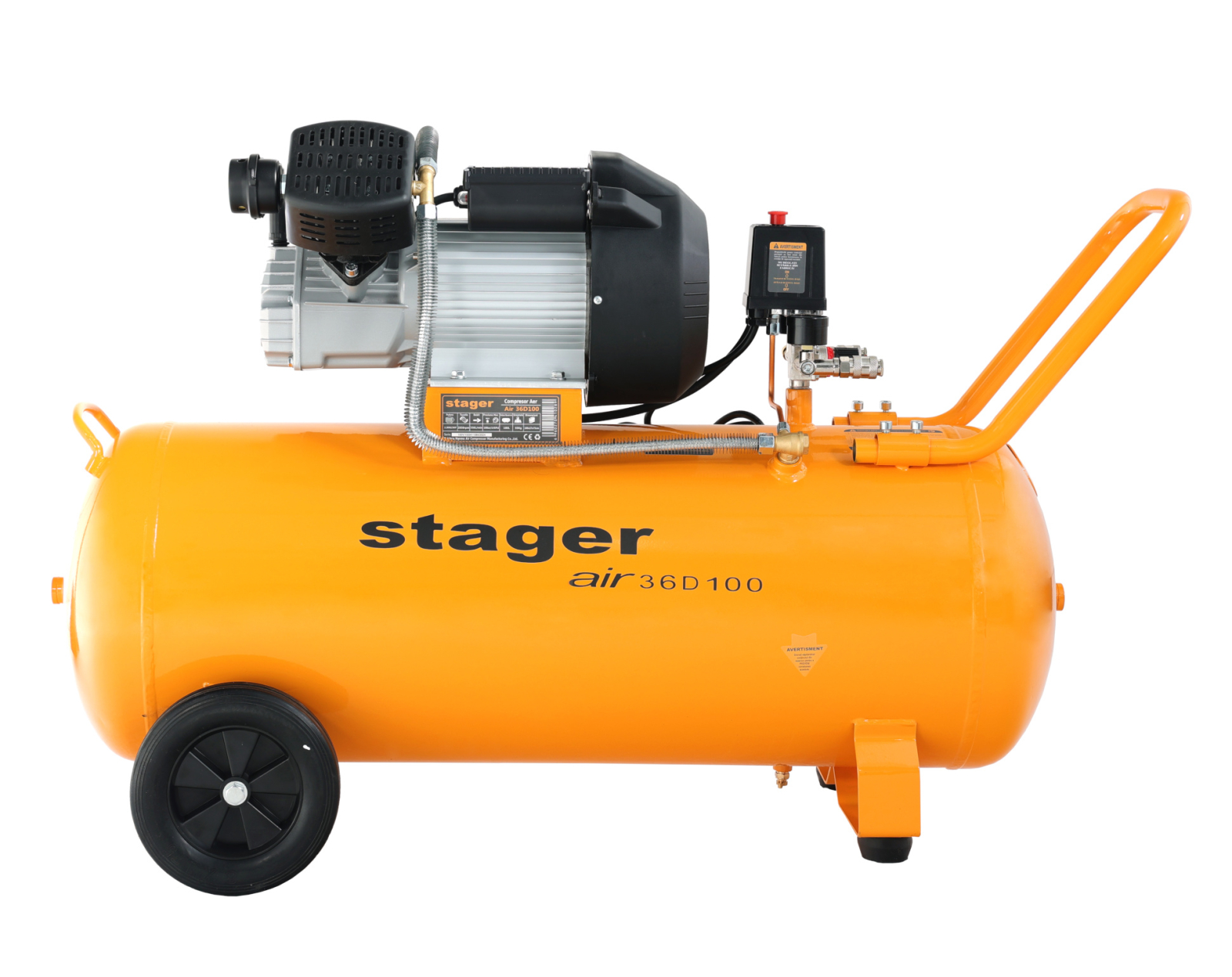 compresor aer auto Stager Air 36D100 compresor aer, 100L, 10bar, 356L min, monofazat, angrenare directa