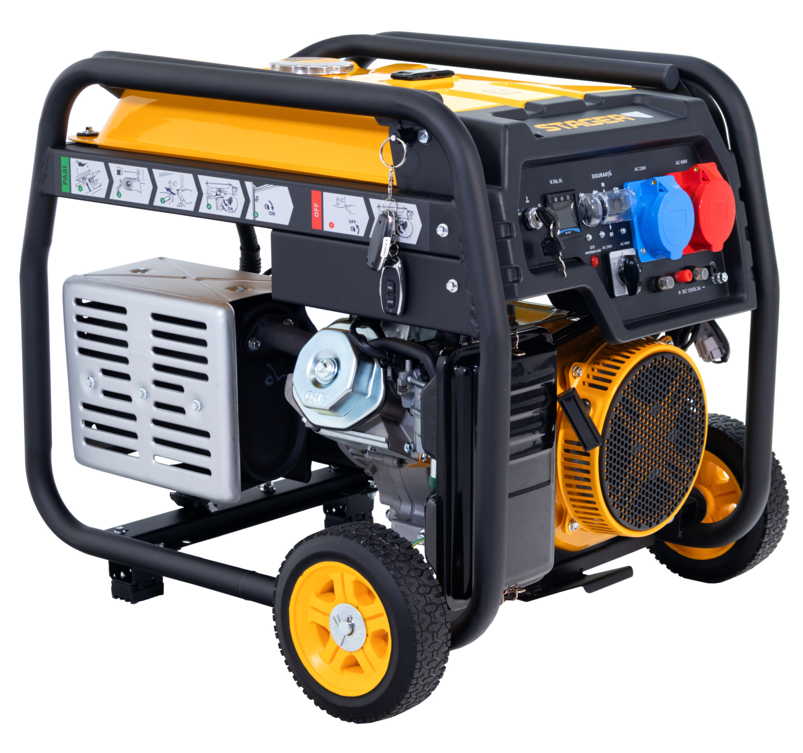 motocultor progarden Stager FD 10000ER-E3R Automatic Generator curent dual 230V 400V, 8.5kW, benzina, conector ATS, multistart, autonomie pana la 13h