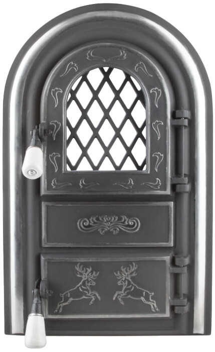semineu Usa Semineu cu Geam Cerbi Ornamente Argintii 345 mm