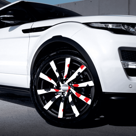 Folii Colantare Jante - Folie colantare jante royal-deck cart alb rosu negru 60cm