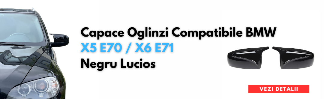 Capace Oglinzi Compatibile BMW X5 E70 / X6 E71 Negru Lucios