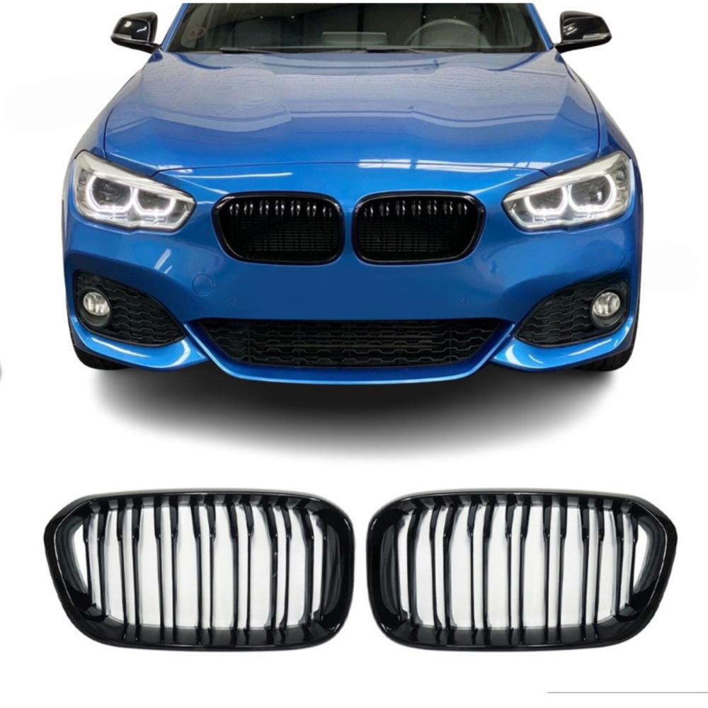 Grile Duble BMW F20 2016–2018 Negru Lucios – Compatibile Seria 1 Facelift [2]