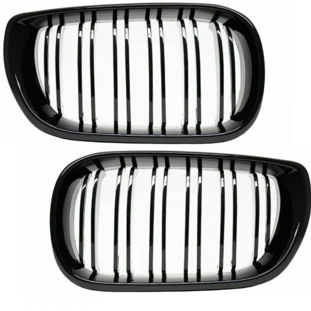 Grile Duble Compatibile BMW Seria 3 e46 Facelift Negru Lucios [2]