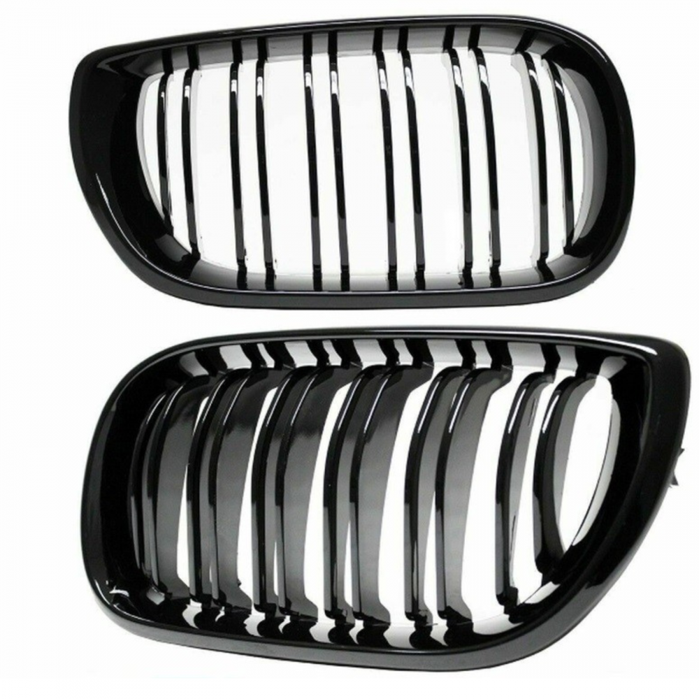 Grile Duble Compatibile BMW Seria 3 e46 Facelift Negru Lucios [3]