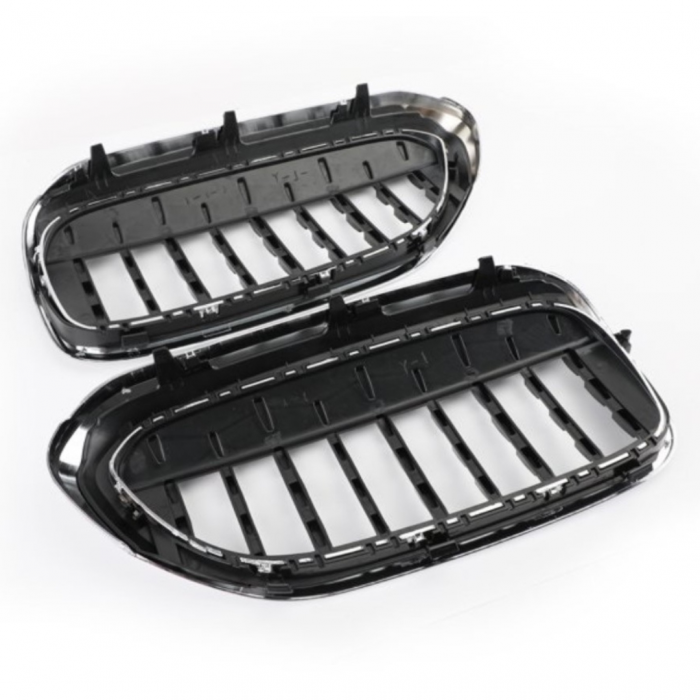 Grile Duble Compatibile BMW Seria 5 G30 G31 17-19 Chrome Frame Diamond Style [4]