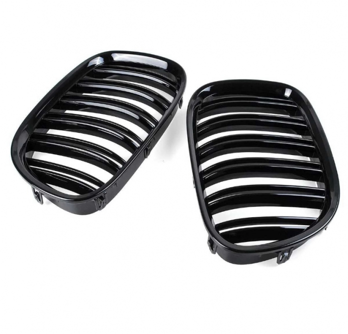 Grile Duble Compatibile BMW Seria 7 F01 2008-2015, Negru Lucios [2]