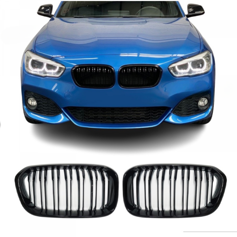 Grile Duble BMW F20 2016–2018 Negru Lucios – Compatibile Seria 1 Facelift [1]