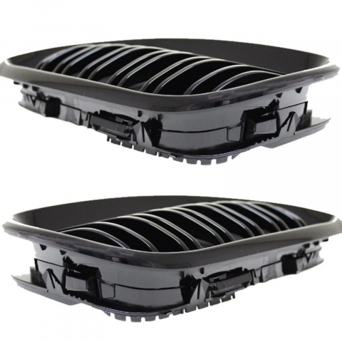 Grile Duble Compatibile BMW Seria 3 e46 Facelift Negru Lucios [3]