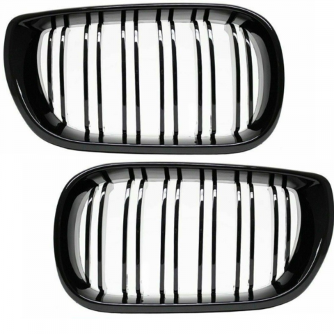 Grile Duble Compatibile BMW Seria 3 e46 Facelift Negru Lucios [1]