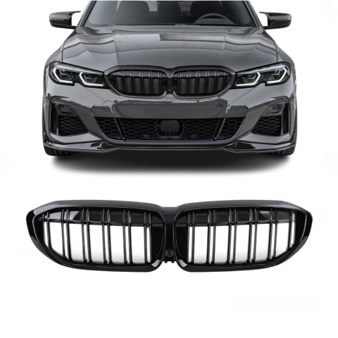 GRILE COMPATIBILE BMW - Grile Duble Compatibile BMW Seria 3 G20 / G21  Negru Lucios