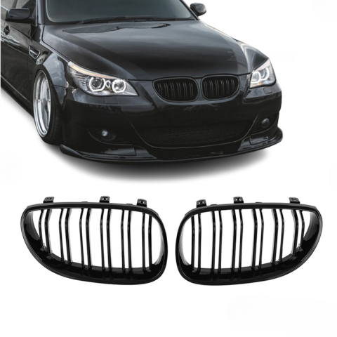 GRILE COMPATIBILE BMW - Grile duble negru lucios BMW Seria 5 E60