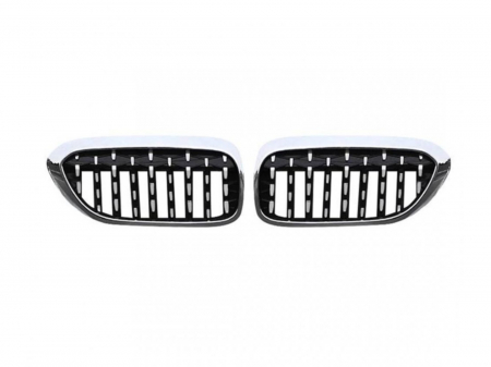 GRILE COMPATIBILE BMW - Grile Duble Compatibile BMW Seria 5 G30 G31 17-19 Chrome Frame Diamond Style
