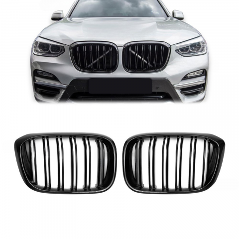 Seria X3 G01 G02 - Grile Duble Compatibile BMW X3 G01 11.2017-up X4 G02 02.2018-up Negru Lucios