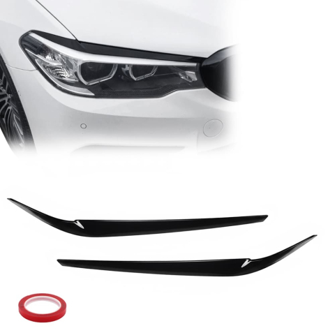 Pleoape faruri Seria 5 G30 - Pleoape Faruri Compatibile BMW Seria 5 G30 / G31 PRE-LCI 2017-2020, Negru Lucios