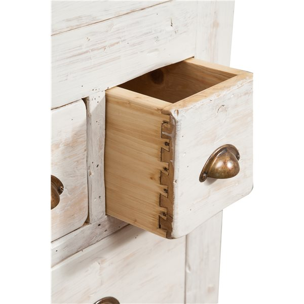 Banc de tamplar,  L116*63*H90 cm, 4 sertare, alb antic, lemn masiv [4]
