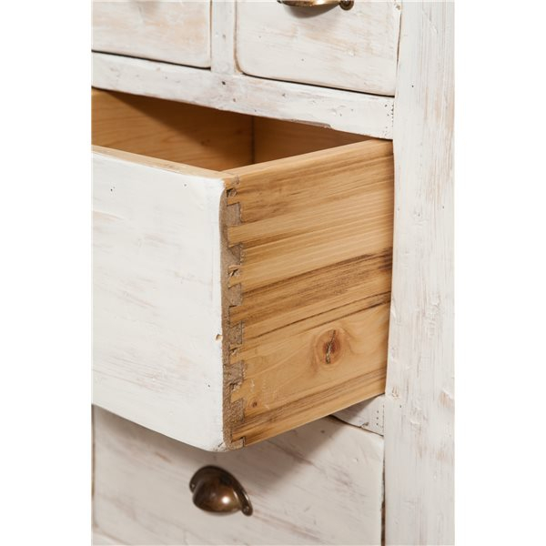 Banc de tamplar,  L116*63*H90 cm, 4 sertare, alb antic, lemn masiv [5]