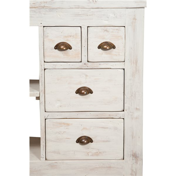 Banc de tamplar,  L116*63*H90 cm, 4 sertare, alb antic, lemn masiv [6]