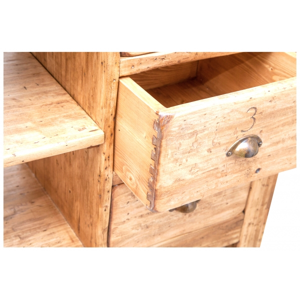 Banc de tamplar,  L116*63*H90 cm, 4 sertare, natur, lemn masiv [4]