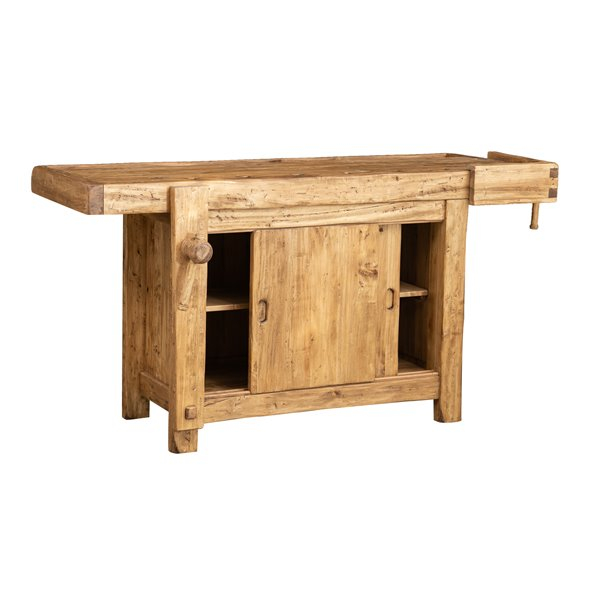 Banc de tamplar, L184*74*H92 cm, usi glisante, natur antic, lemn masiv [3]