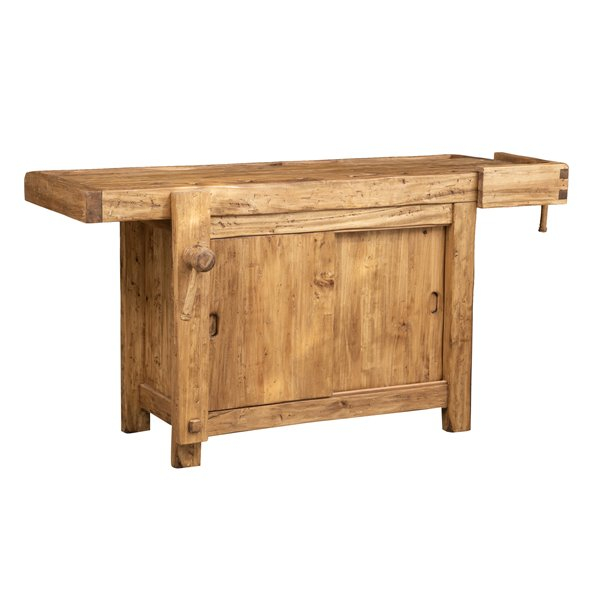 Banc de tamplar, L184*74*H92 cm, usi glisante, natur antic, lemn masiv [1]