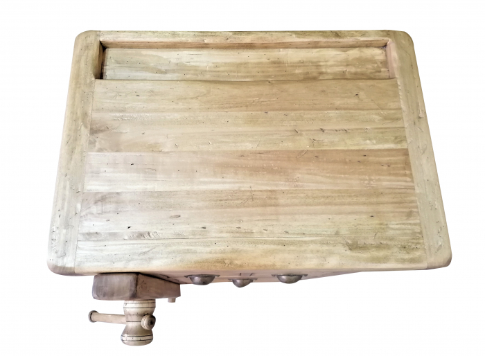 Banc de tamplar, L64*57*H84 cm,  4 sertare, natur antic, lemn masiv [4]