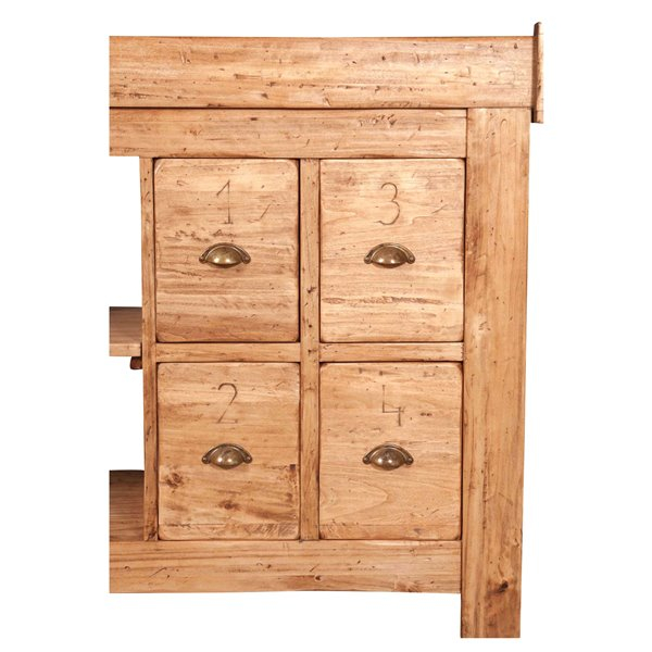 Banc de tamplar, L184*74*H92 cm, 4 sertare, natur antic, lemn masiv [12]