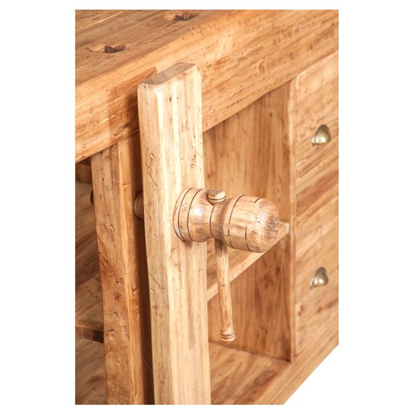 Banc de tamplar, L184*74*H92 cm, 4 sertare, natur antic, lemn masiv [5]