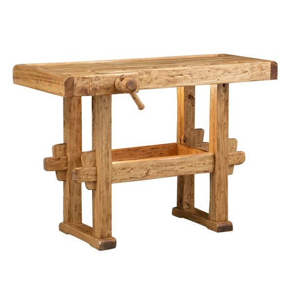 Banc de tamplar, L126*69*H90 cm, natur antic, lemn masiv [1]