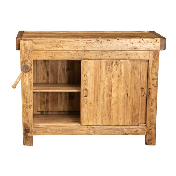 Banc de tamplar,  L119*63*H90 cm, usi glisante, natur antic, lemn masiv [4]