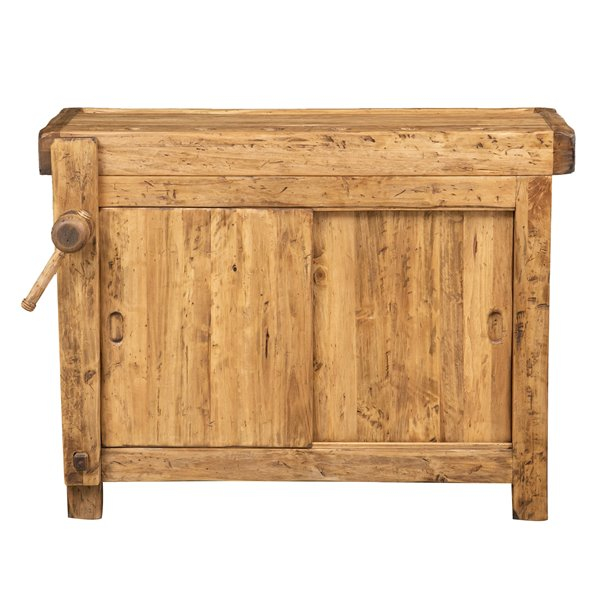 Banc de tamplar,  L119*63*H90 cm, usi glisante, natur antic, lemn masiv [2]