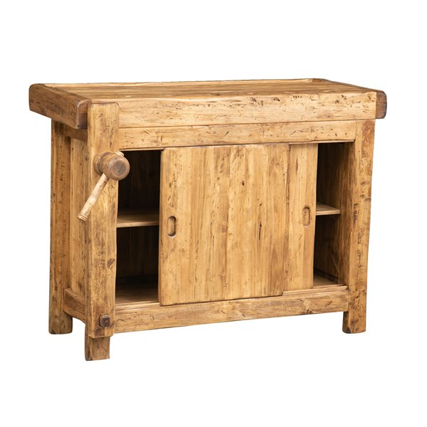Banc de tamplar,  L119*63*H90 cm, usi glisante, natur antic, lemn masiv [3]