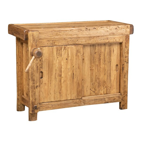 Banc de tamplar,  L119*63*H90 cm, usi glisante, natur antic, lemn masiv [1]