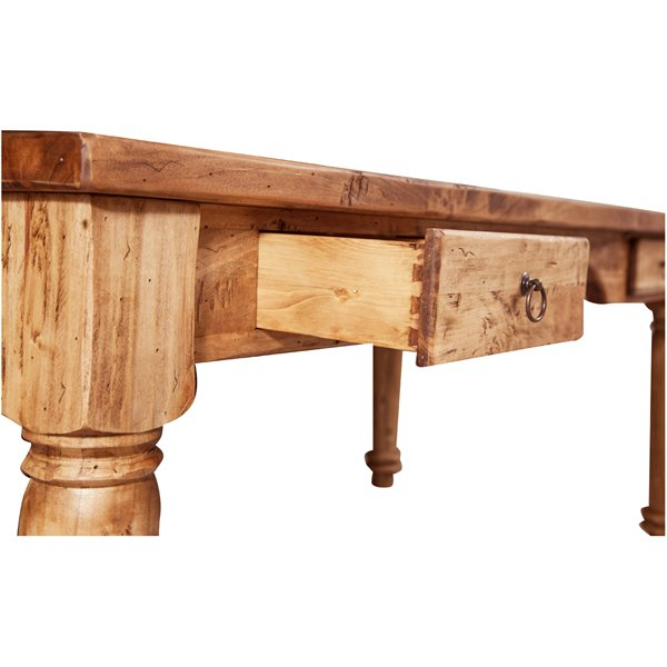 Birou,  L184*92*H78 cm, 2 sertare, natur antichizat, lemn masiv [3]