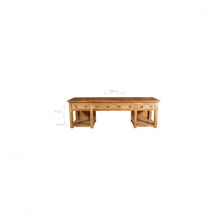 Birou, L300*90*H97 cm, natur antichizat,  lemn masiv [2]