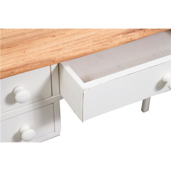 Birou,  L100*48*H80 cm, 5 sertare, alb/natur antic, lemn masiv [2]