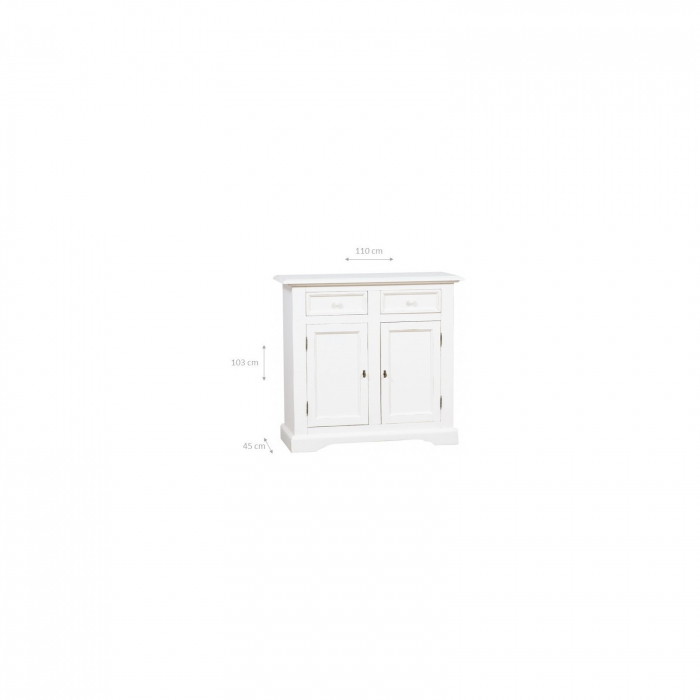 Bufet L110*45*H103 cm,  2 usi 2 sertare,  alb antic [2]