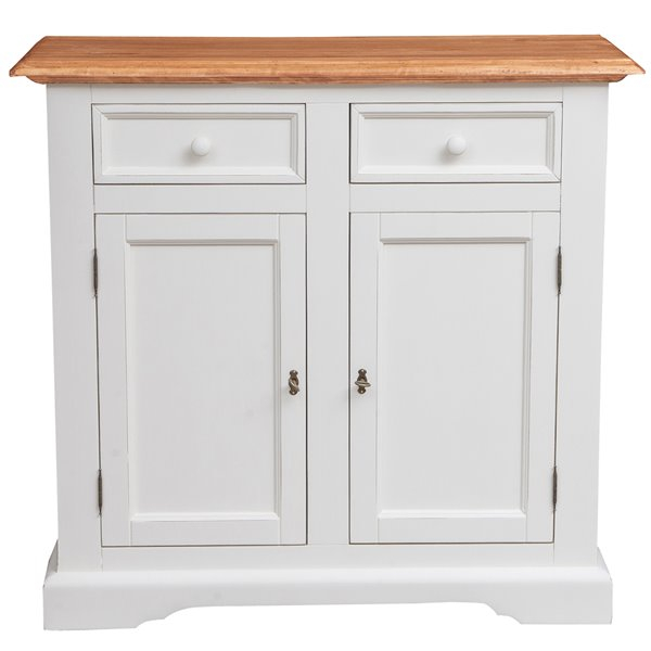 Bufet, L110*45*H103 cm,  2 usi 2 sertare, alb/natur antic [2]