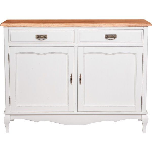Bufet, L123*42*H92.5 cm, 2 usi 2 sertare, alb/natur antic [1]