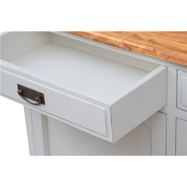 Bufet, L123*42*H92.5 cm, 2 usi 2 sertare, alb/natur antic [2]