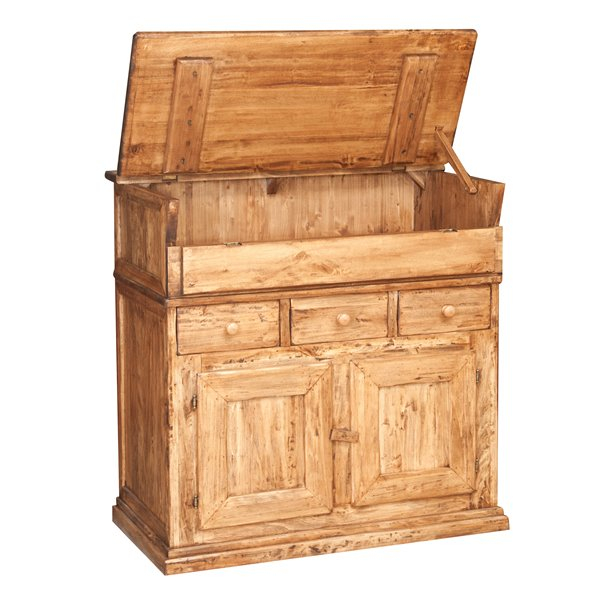 Bufet, L100*55*H101 cm,  2 usi 3 sertare, blat rabatabil, lemn masiv [5]