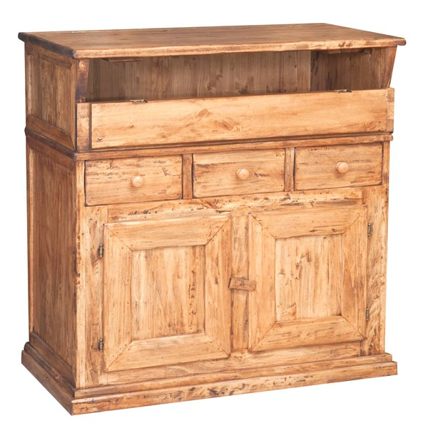 Bufet, L100*55*H101 cm,  2 usi 3 sertare, blat rabatabil, lemn masiv [6]