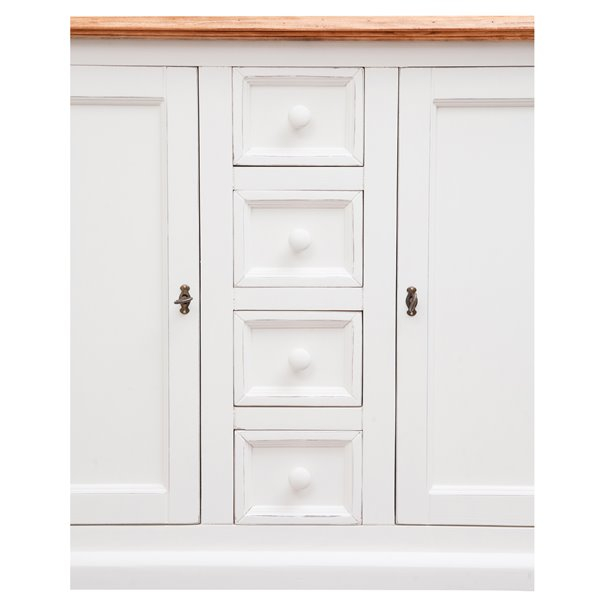 Bufet, L135*45*H92 cm, 2 usi 4 sertare, alb/natur [5]