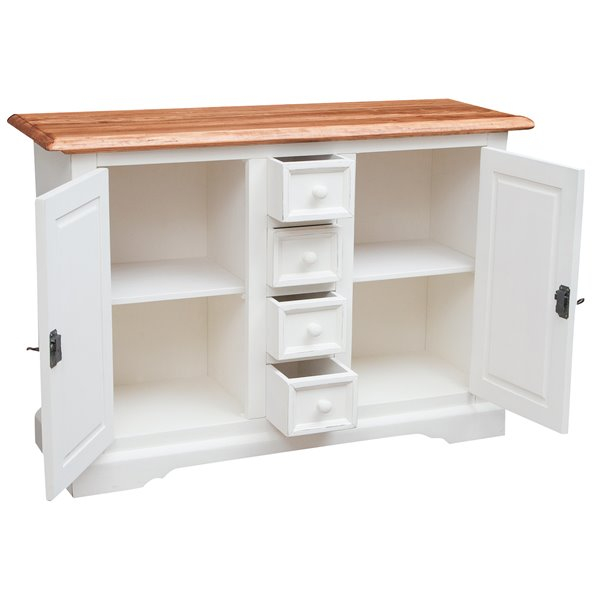 Bufet, L135*45*H92 cm, 2 usi 4 sertare, alb/natur [3]