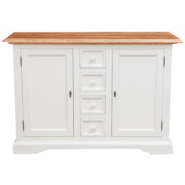 Bufet, L135*45*H92 cm, 2 usi 4 sertare, alb/natur [2]