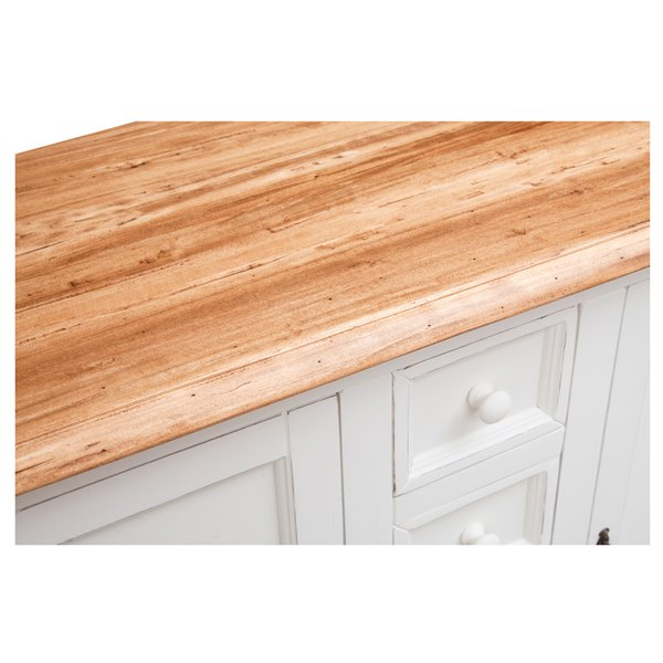 Bufet, L135*45*H92 cm, 2 usi 4 sertare, alb/natur [6]