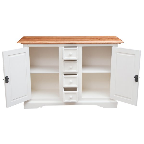 Bufet, L135*45*H92 cm, 2 usi 4 sertare, alb/natur [4]