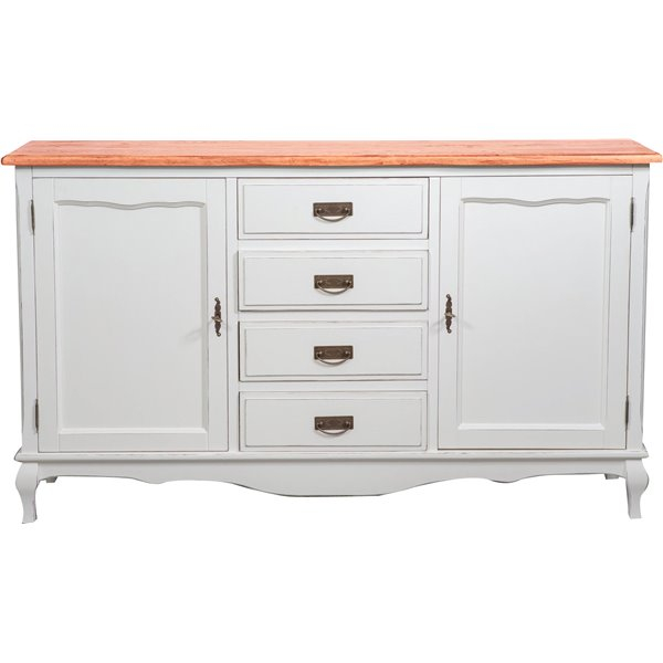 Bufet, L160*42*H90 cm,  2 usi 4 sertare, alb/natur antic [1]