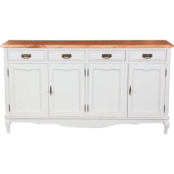 Bufet, L170*42*H90 cm,  2 usi 4 sertare, alb/natur antic [1]